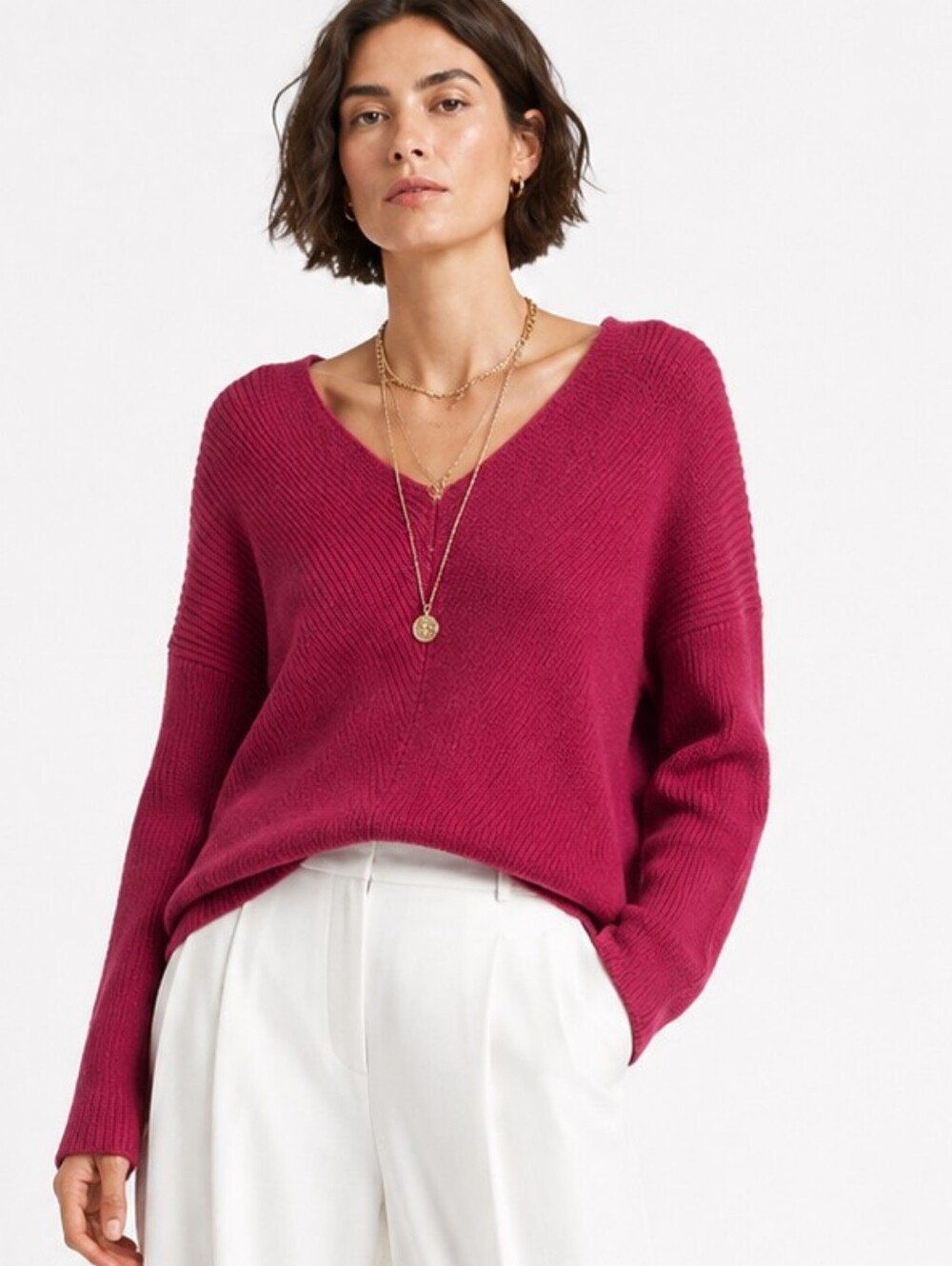 Ann Taylor V-Neck Sweater Ribbed